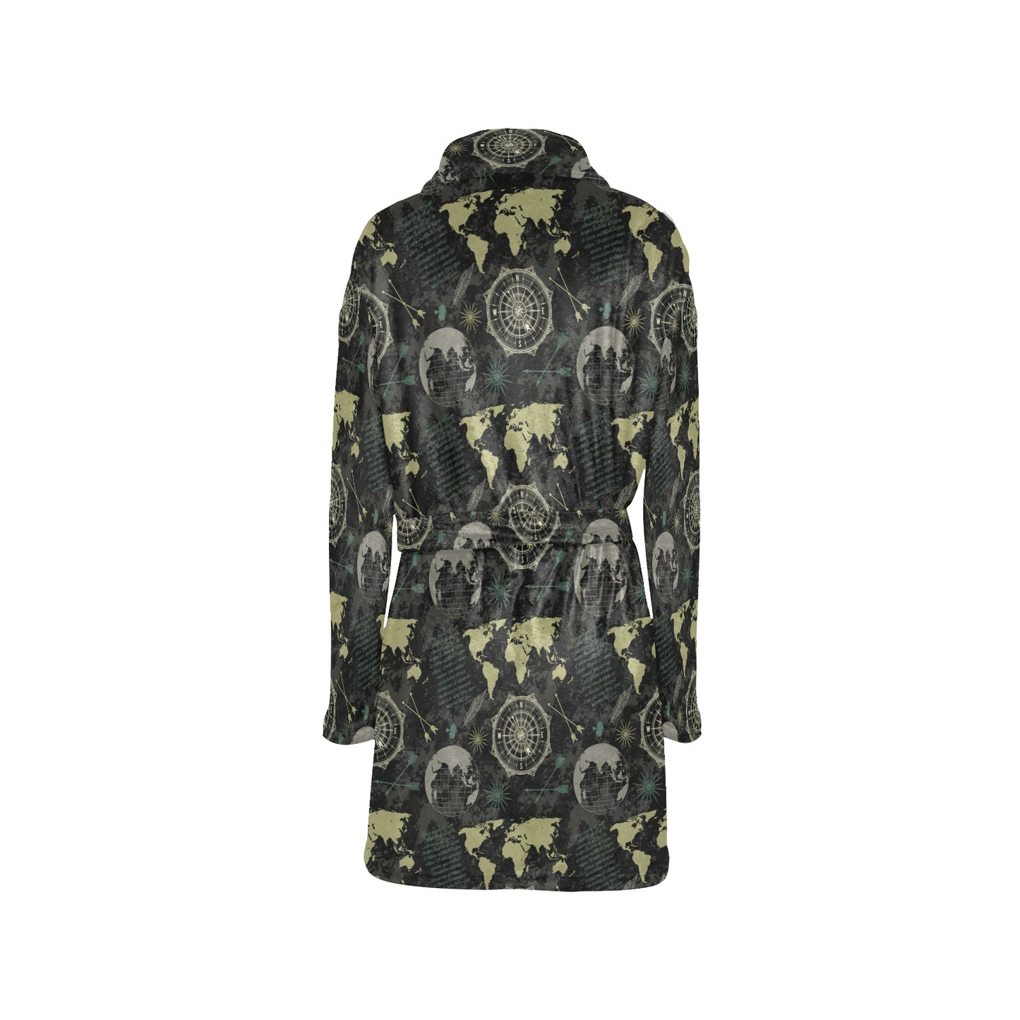 World Map Print Design LKS303 Women's Fleece Robe