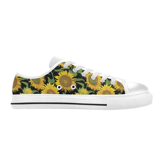 Sunflower Print Design LKS302 Women's White Low Top Shoes