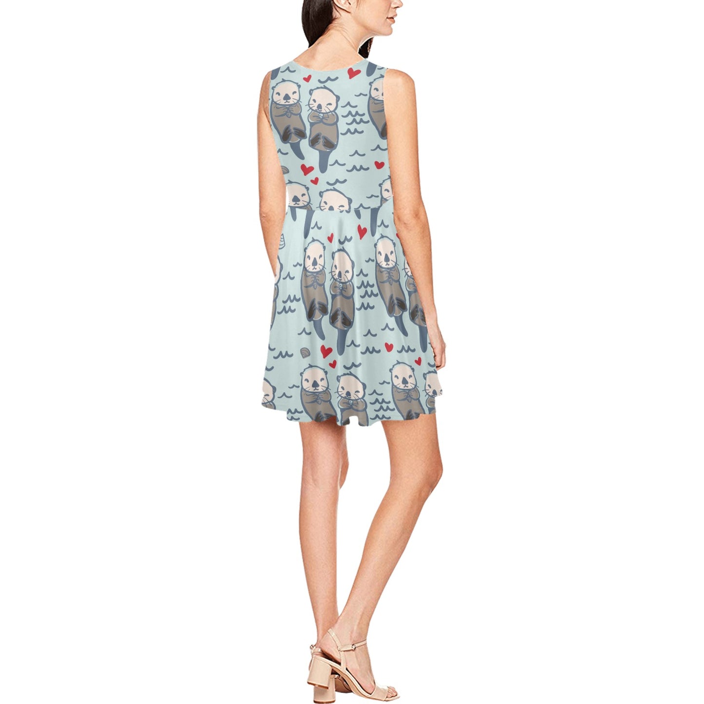 Sea Otter Pattern Print Design 03 Sleeveless Dress