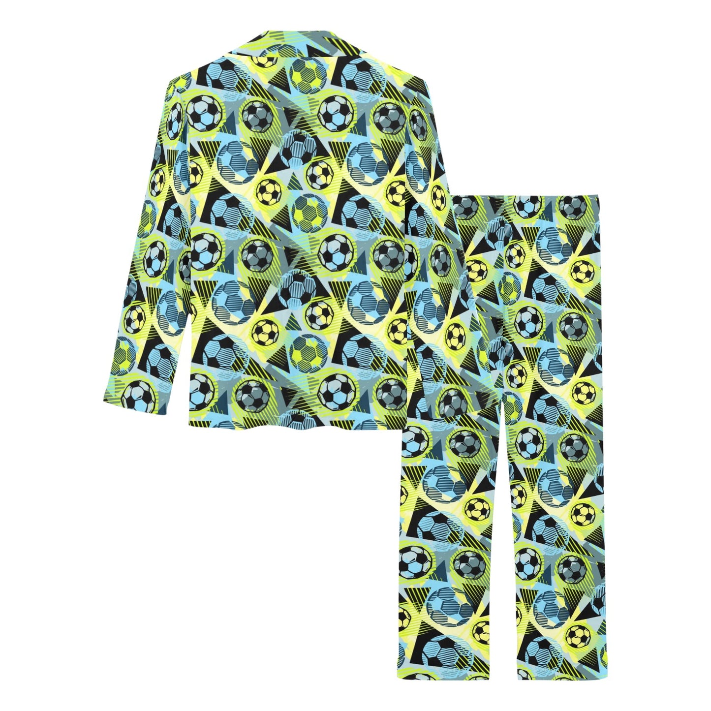 Soccer Ball Themed Print Design Women's Long Pajama Set