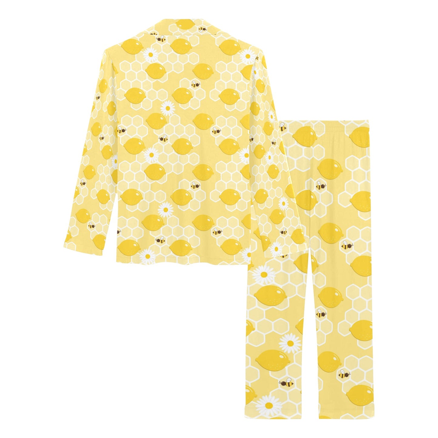 Honey Bee Honeycomb Print Design LKS3010 Women's Long Pajama Set