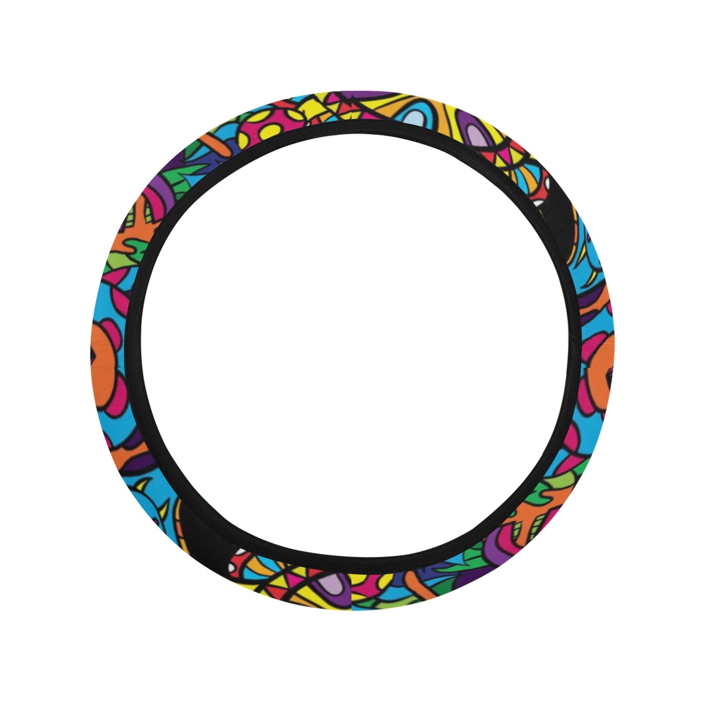 Trippy Print Design LKS304 Steering Wheel Cover with Elastic Edge