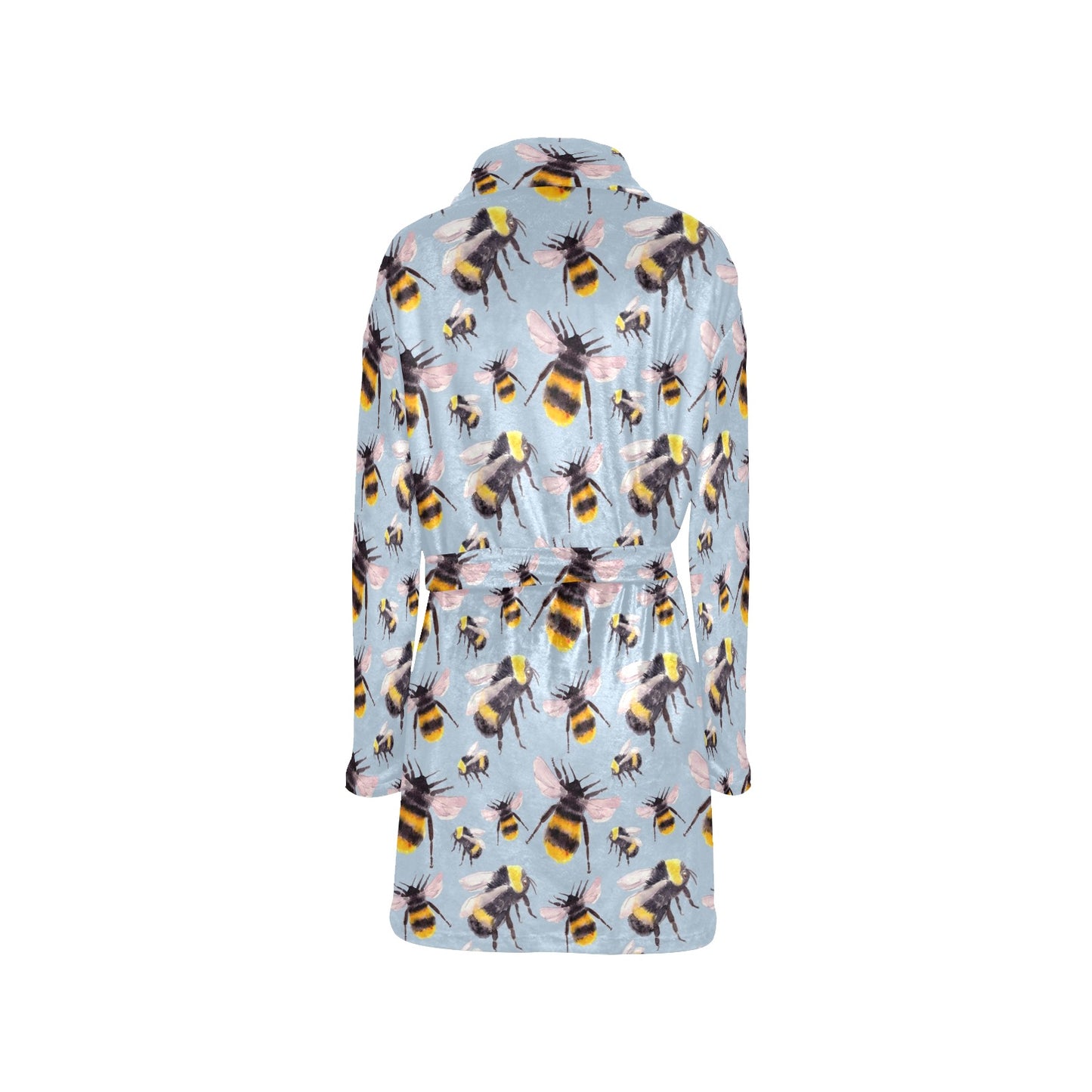 Bee Pattern Print Design BEE08 Women's Fleece Robe