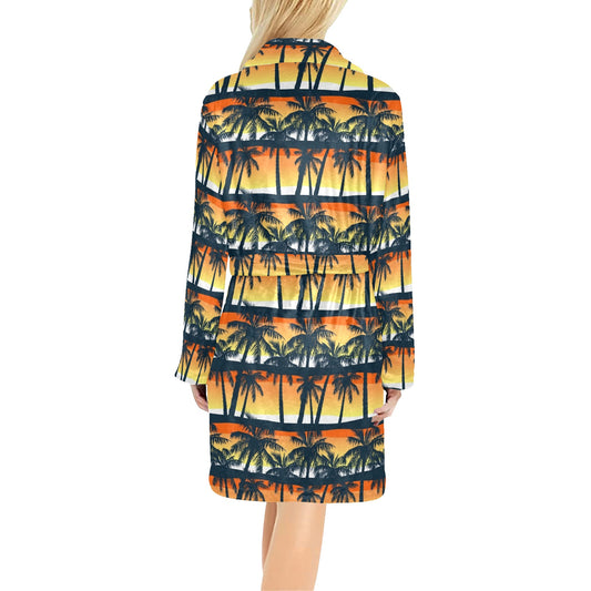 Palm Tree Pattern Print Design PT011 Women's Fleece Robe