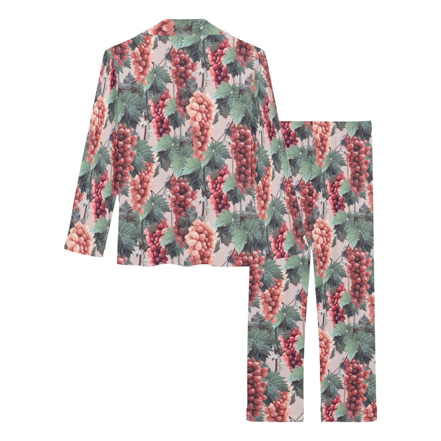 Grape Pattern Print Design GP01 Women's Long Pajama Set