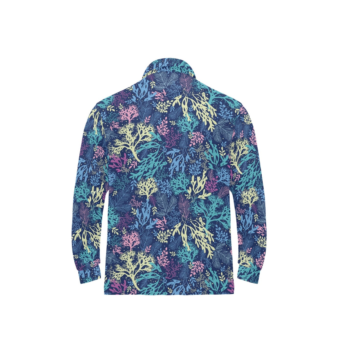 Seaweed Print Design LKS301 Long Sleeve Polo Shirt For Men's