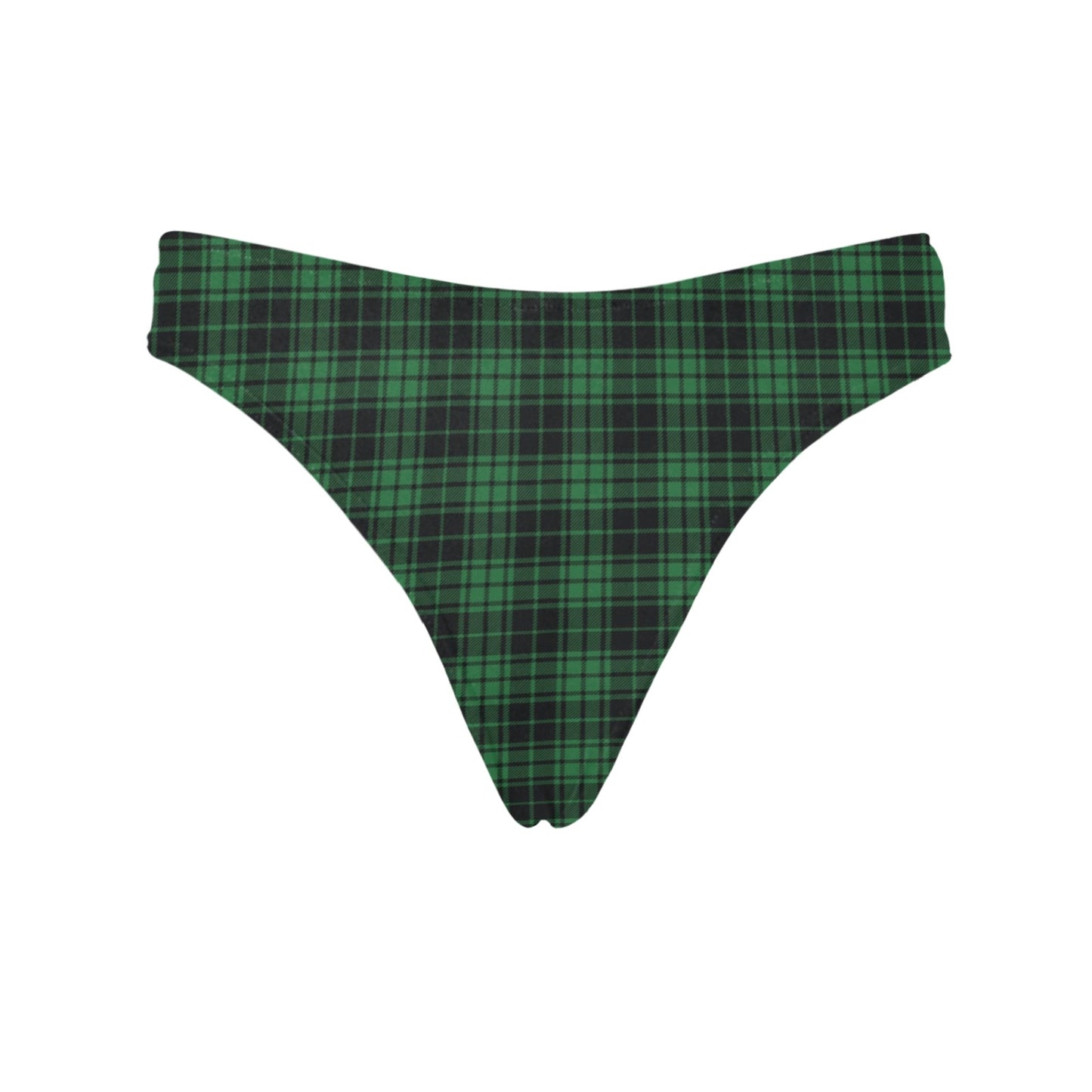 Green Tartan Plaid Pattern Women's Thongs