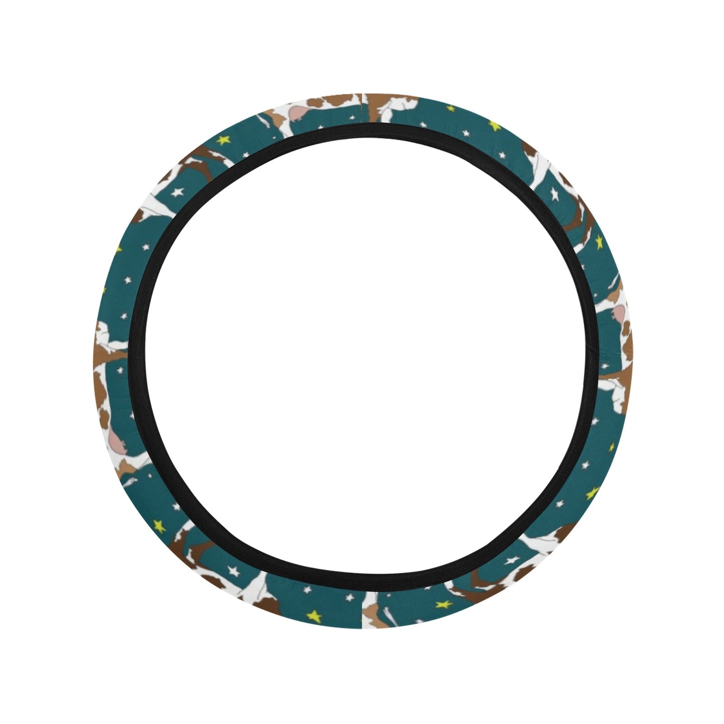 Cattle Print Design LKS404 Steering Wheel Cover with Elastic Edge
