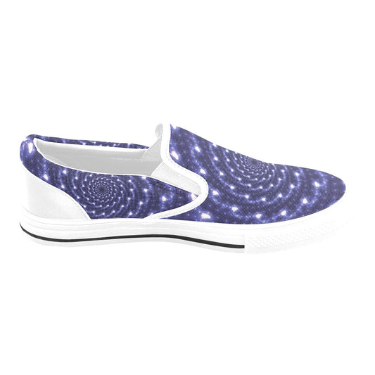 Vortex Print Design LKS305 White Slip Ons Canvas Women's Shoes