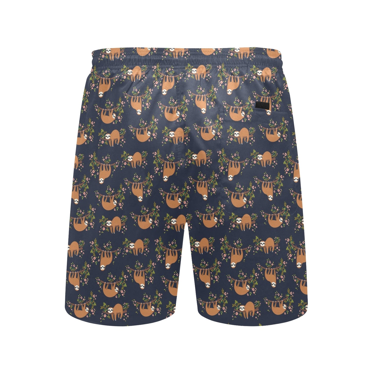 Sloth flower Design Themed Print Men's Swim Trunks Beach Shorts