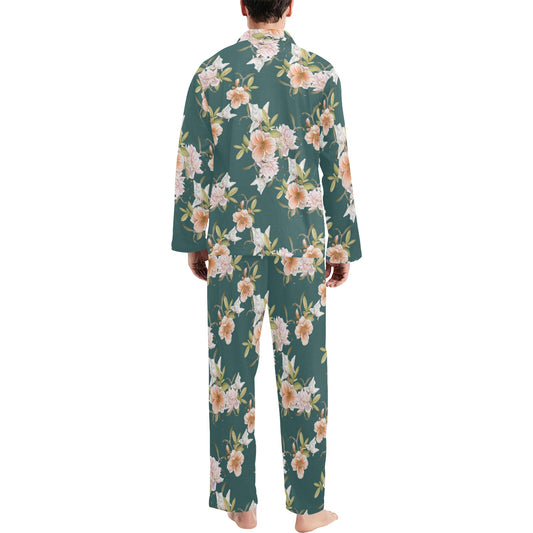 Iris Pattern Print Design IR01 Men's Long Pajama Set