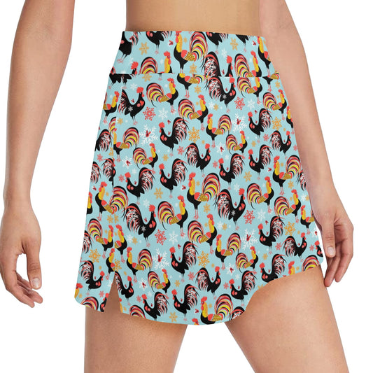 Rooster Themed Design 17" Golf & Pickleball Skort with Pockets