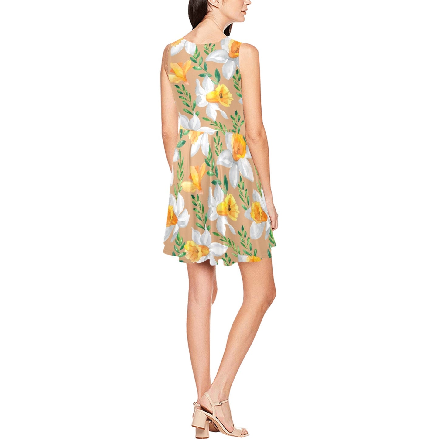 Daffodils Pattern Print Design DF04 Sleeveless Dress