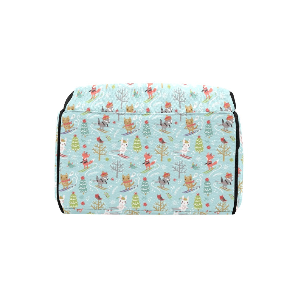 Ski Fox Cute Print Design LKS303 Diaper Bag Backpack