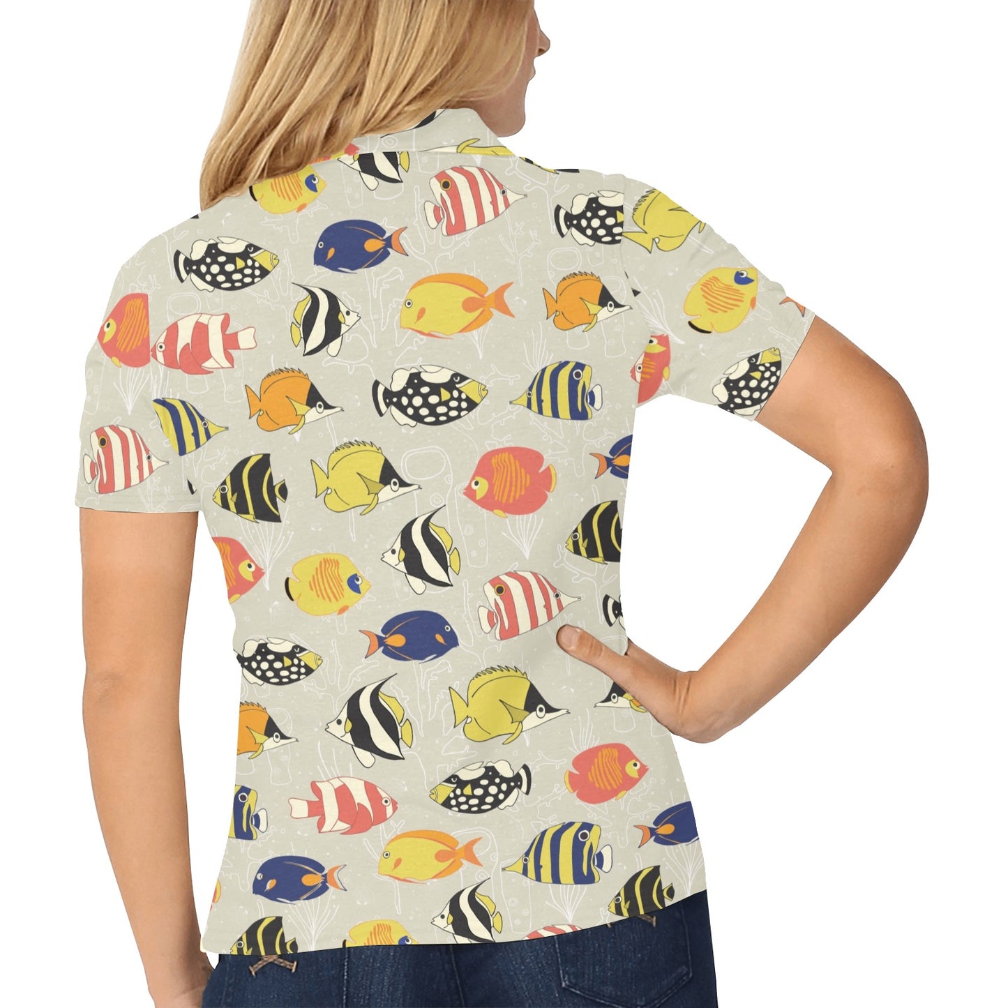 Angelfish Print Design LKS401 Women's Polo Shirt