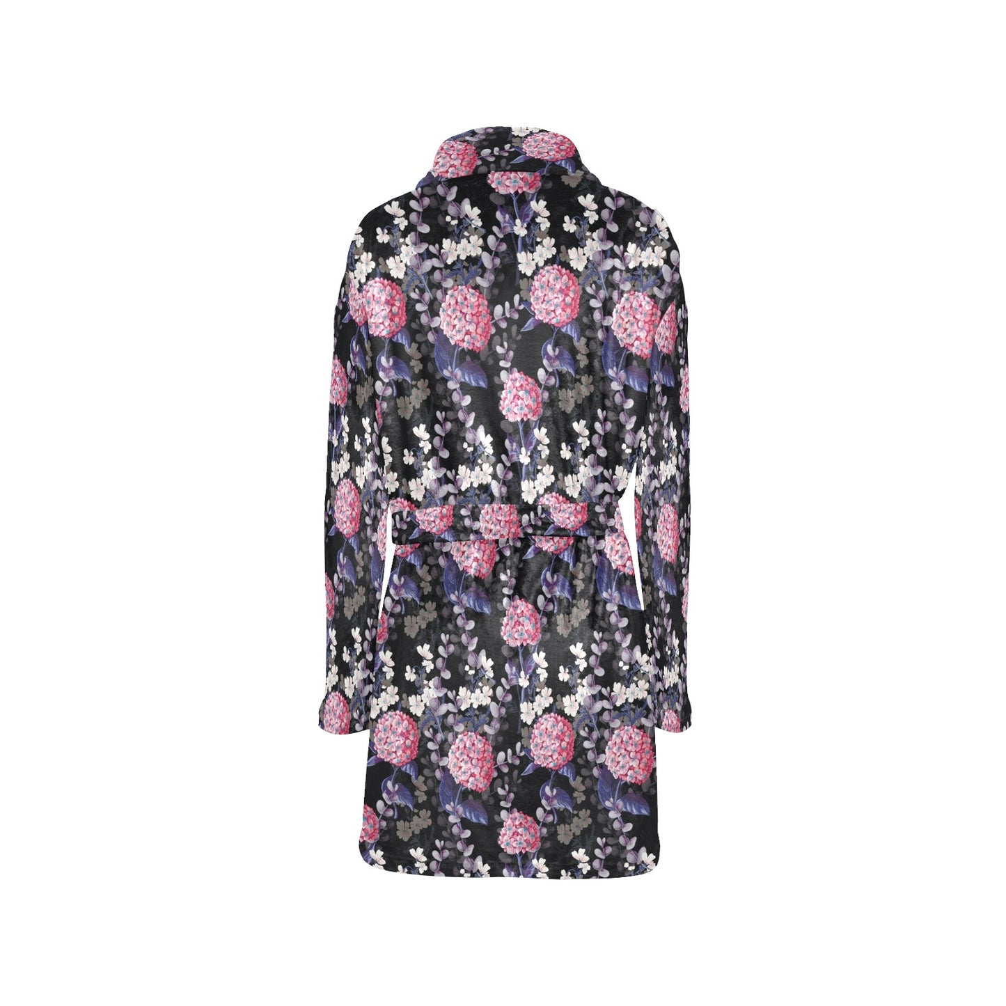 Hydrangea Pattern Print Design HD04 Women's Fleece Robe