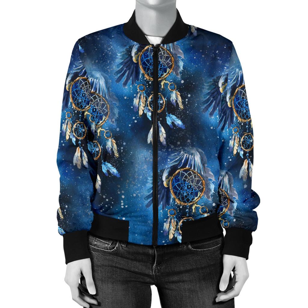 Eagles Dream Catcher Themed Women Casual Bomber Jacket