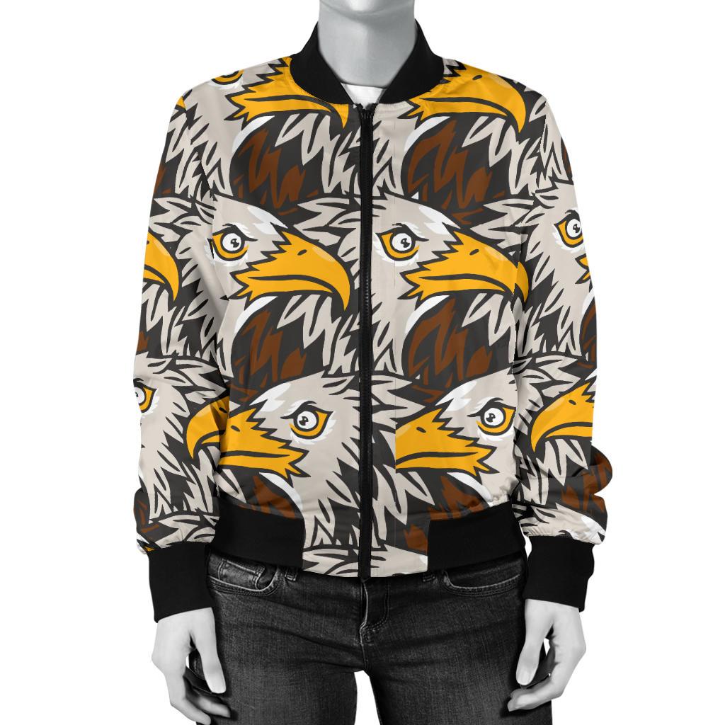 Eagles Head Pattern Women Casual Bomber Jacket