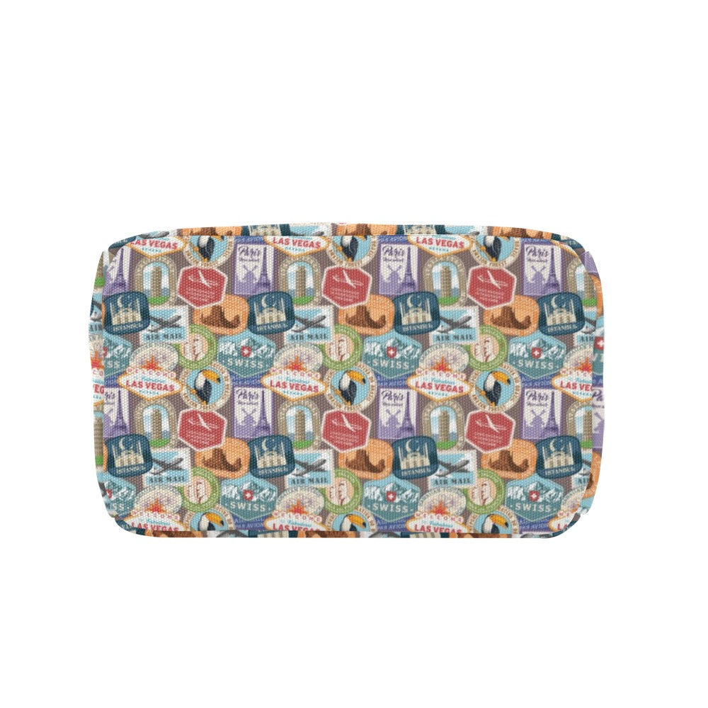 Travel Stamp Print Design LKS301 Insulated Lunch Bag