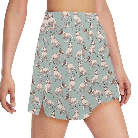 Bull Terrier Cute Print Pattern 17" Golf & Pickleball Skort with Pockets