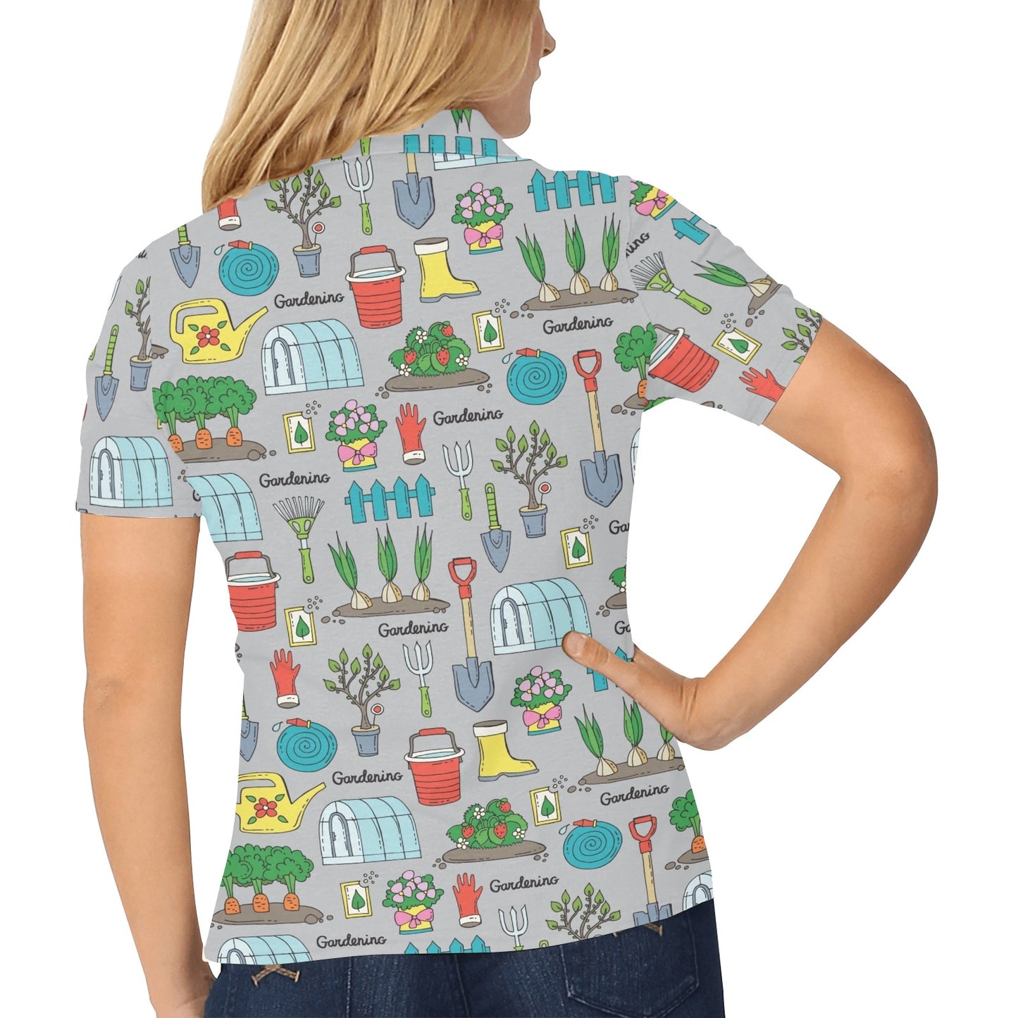 Gardening Pattern Print Design G07 Women's Polo Shirt