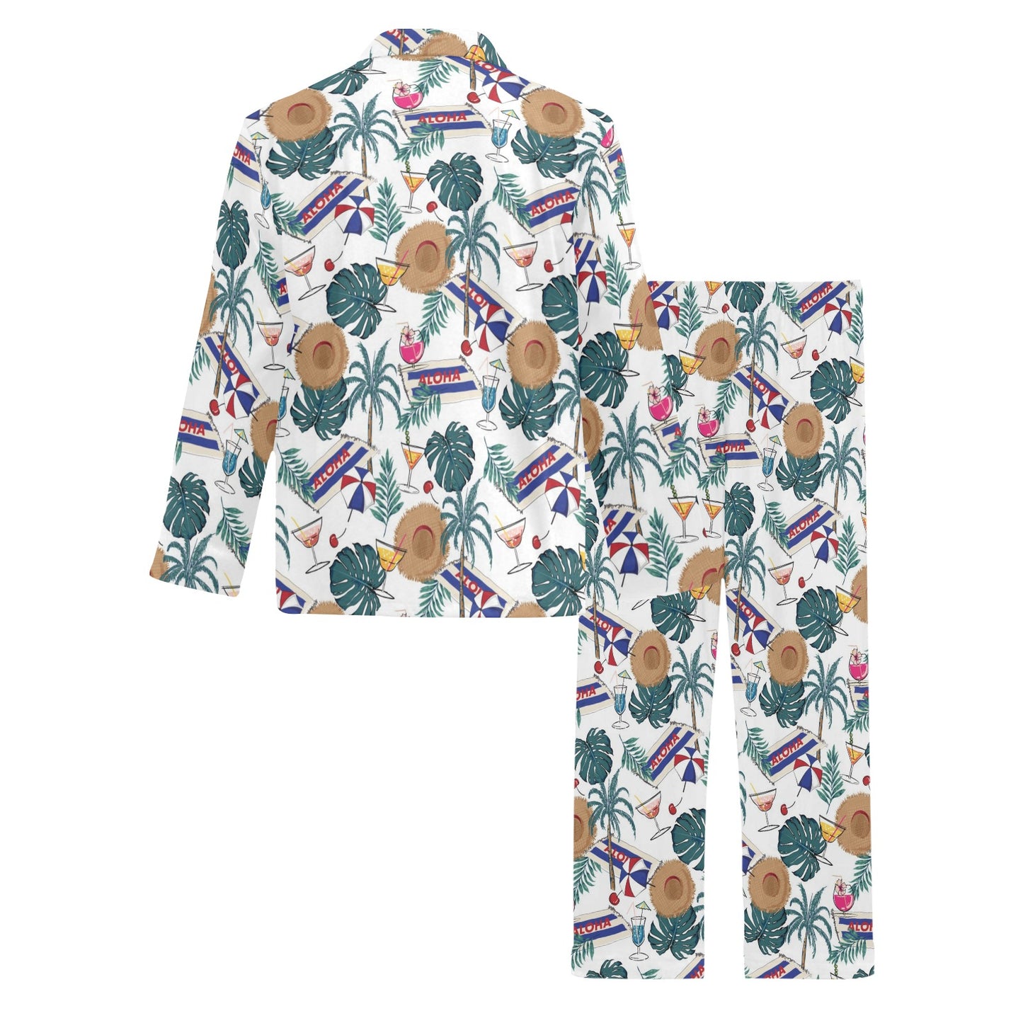 Aloha Hawaii Beach Pattern Print Design 04 Men's Long Pajama Set