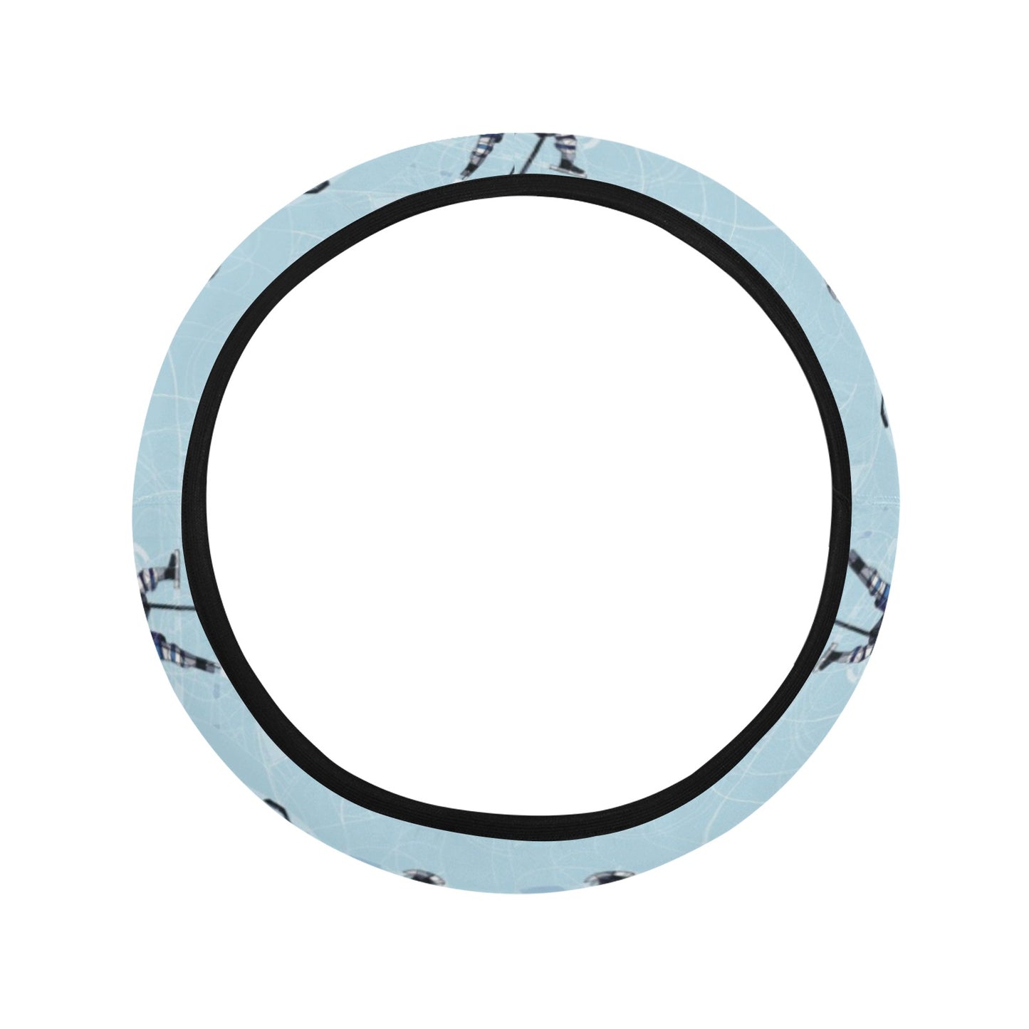 Hockey Player Print Design LKS302 Steering Wheel Cover with Elastic Edge