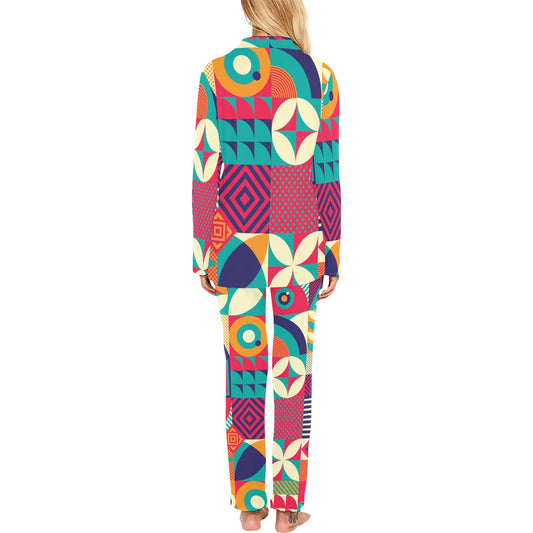Mosaic Pattern Print Design 03 Women's Long Pajama Set