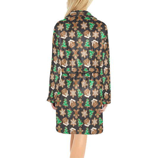 Gingerbread Pattern Print Design 02 Women's Fleece Robe