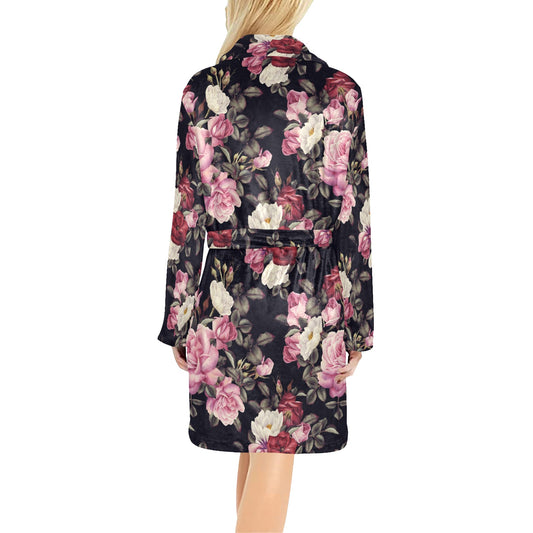 Rose Pattern Women's Fleece Robe