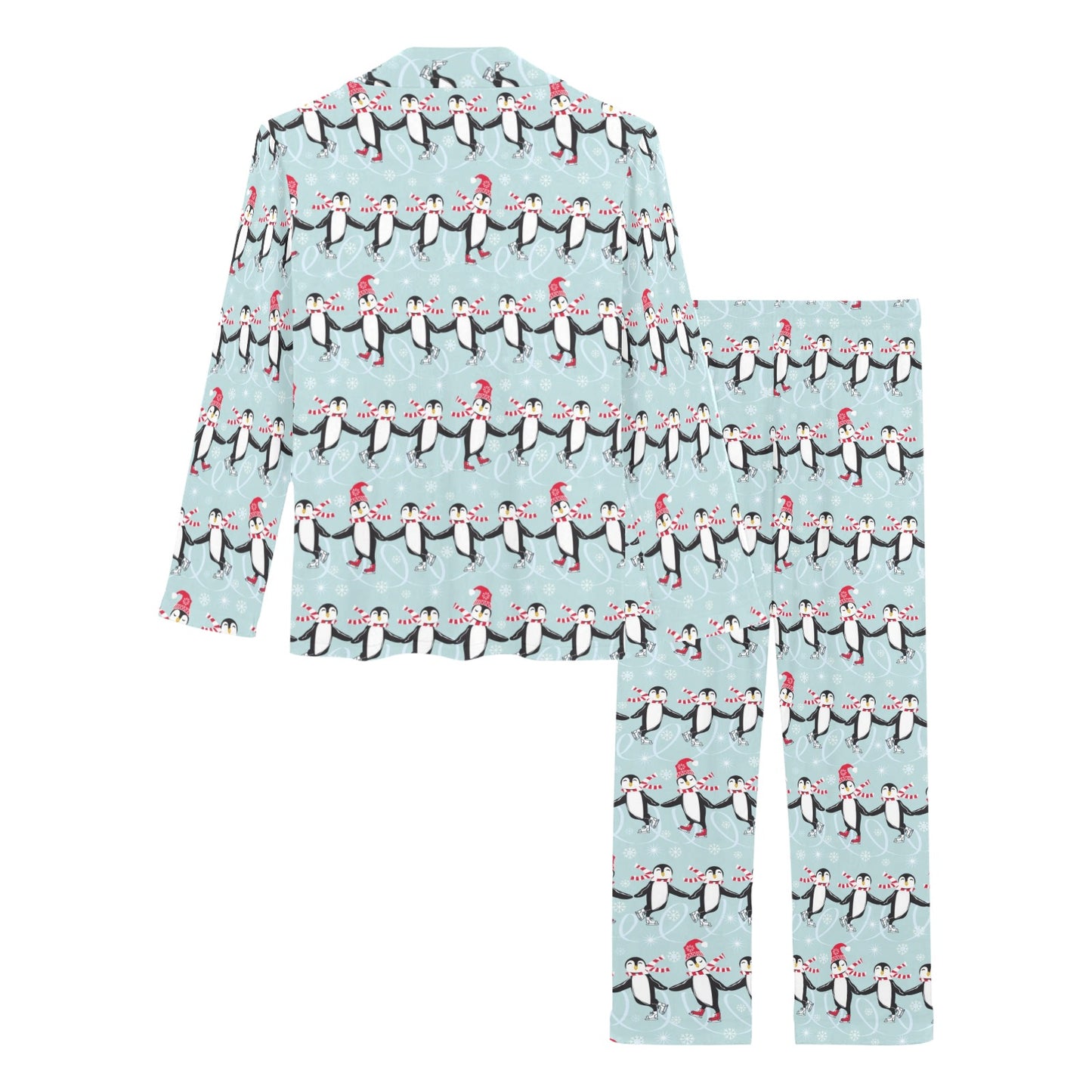 Penguin Sking Design Women's Long Pajama Set
