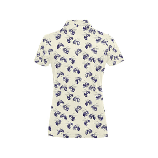 Bee Pattern Print Design 02 Women's Polo Shirt