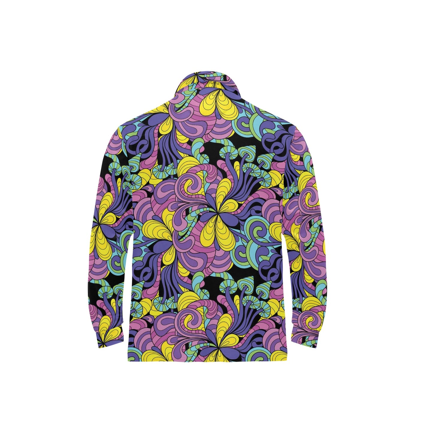 Psychedelic Pattern Print Design A04 Long Sleeve Polo Shirt For Men's