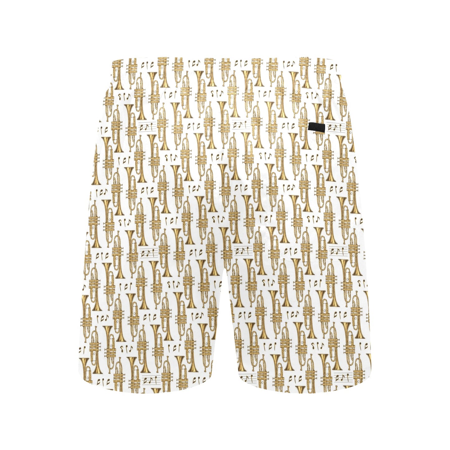 Trumpet with Music Note Print Men's Swim Trunks Beach Shorts