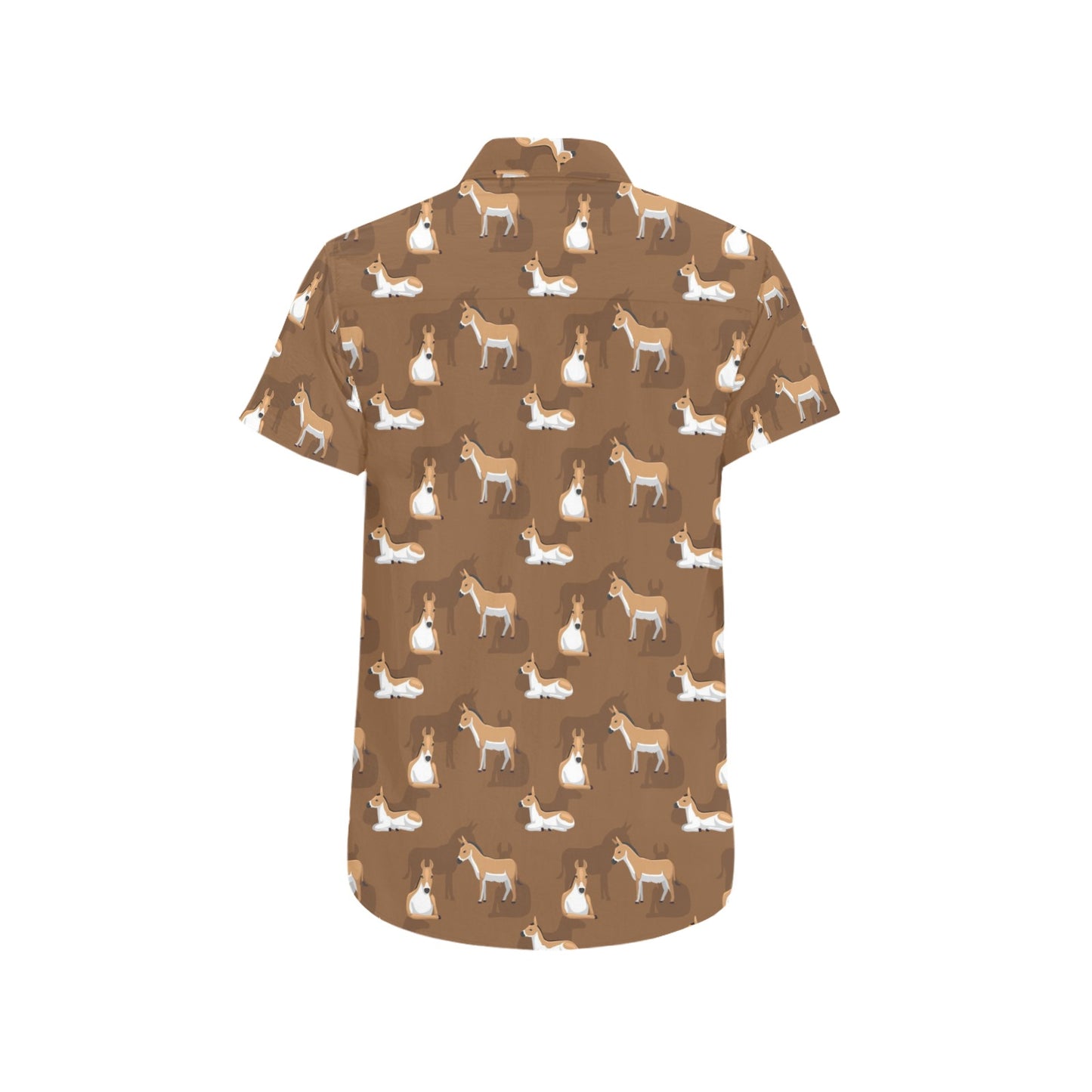 Donkey Print Design LKS401 Men Short Sleeve Button Up Shirt