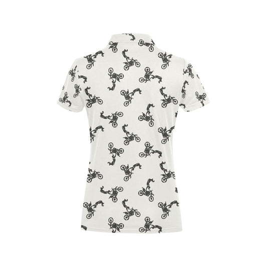 Motocross Pattern Print Design 03 Women's Polo Shirt