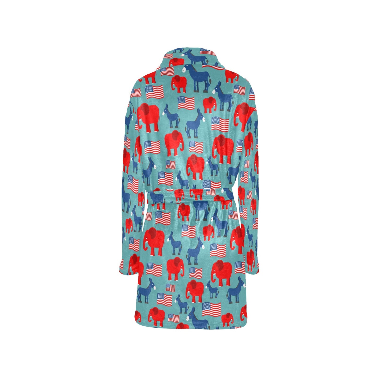 Donkey Red Elephant Pattern Print Design 03 Women's Fleece Robe