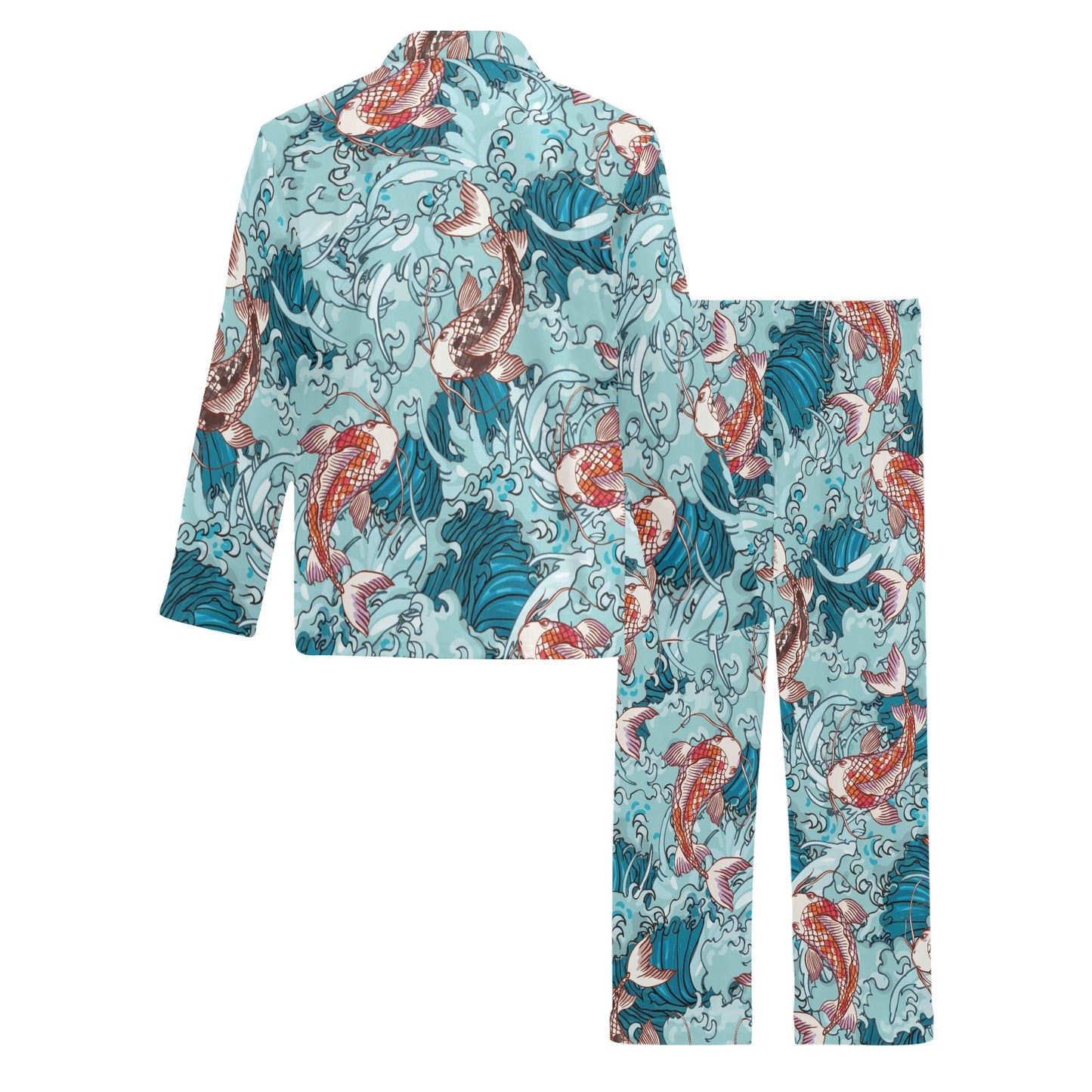 KOI Fish Pattern Print Design 05 Men's Long Pajama Set