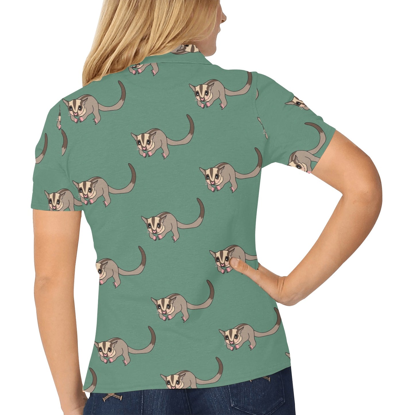 Sugar Glider Pattern Print Design 01 Women's Polo Shirt