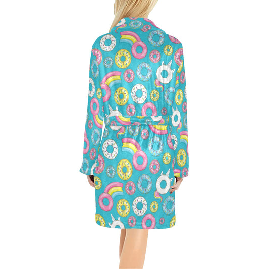 Donut Pattern Print Design DN013 Women's Fleece Robe