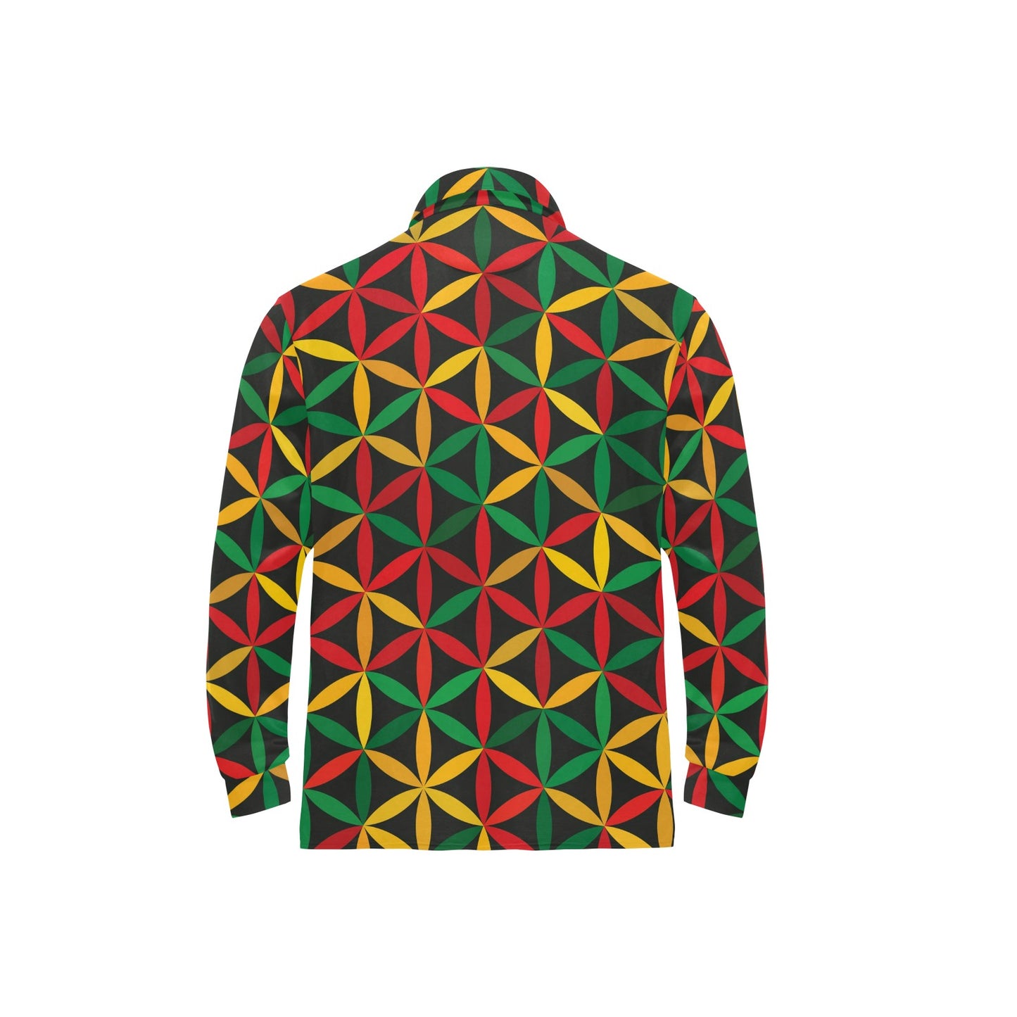Rasta Pattern Print Design A04 Long Sleeve Polo Shirt For Men's