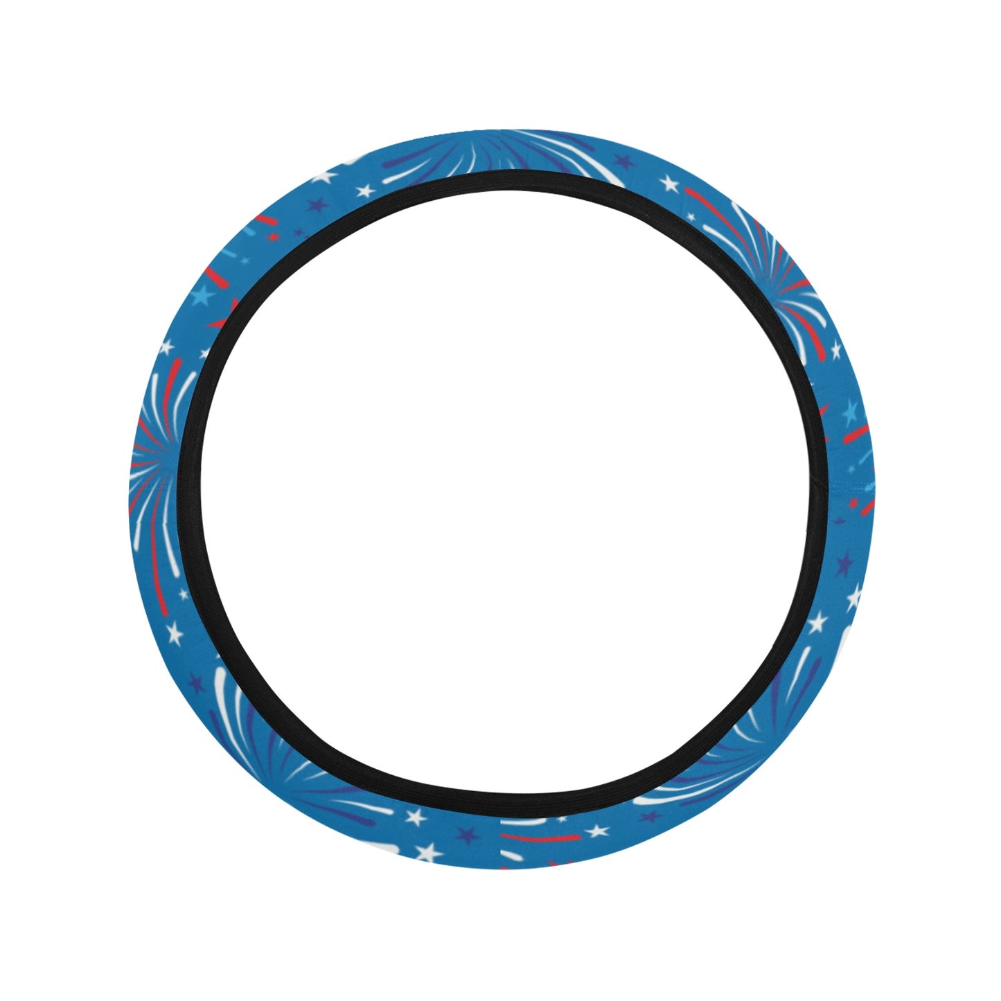 Firework Celebration Print Design LKS304 Steering Wheel Cover with Elastic Edge