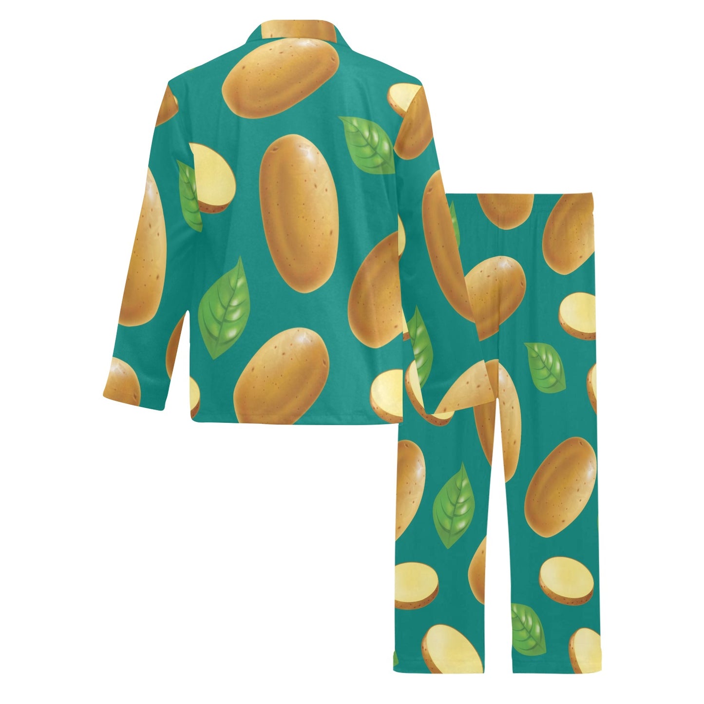 Potato Pattern Print Design A04 Men's Long Pajama Set