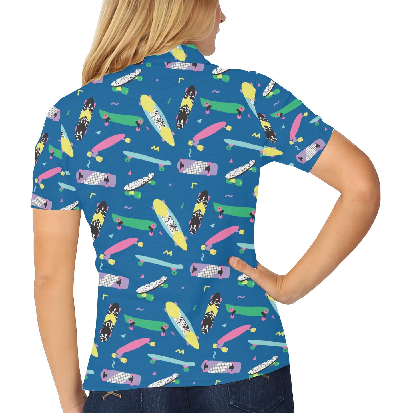 Skateboard Print Design LKS302 Women's Polo Shirt