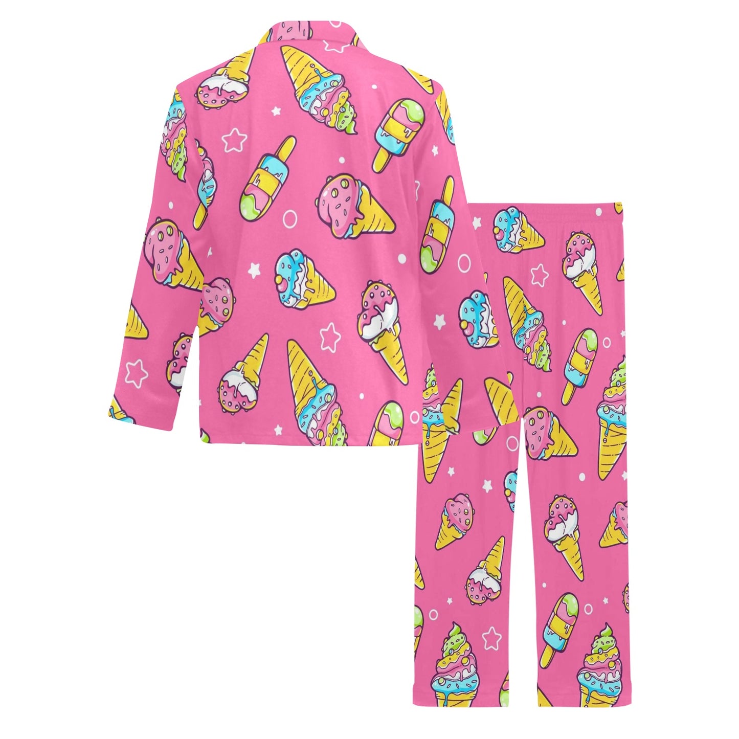 Ice Cream Pattern Print Design IC04 Men's Long Pajama Set