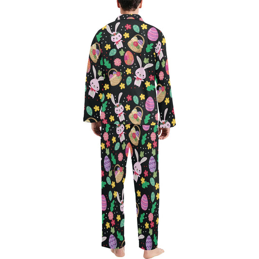 Easter Eggs Pattern Print Design RB05 Men's Long Pajama Set