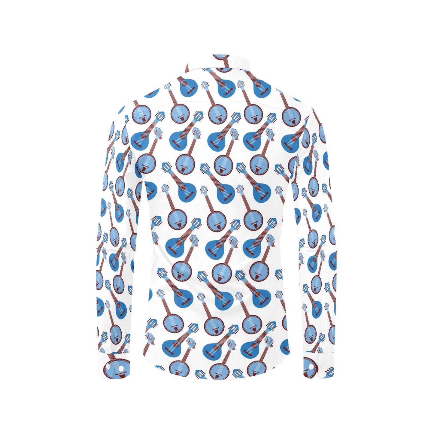 Banjo Print Design LKS401 Men's Long Sleeve Dress Shirt