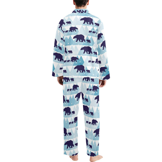 Bear Pattern Print Design BE01 Men's Long Pajama Set