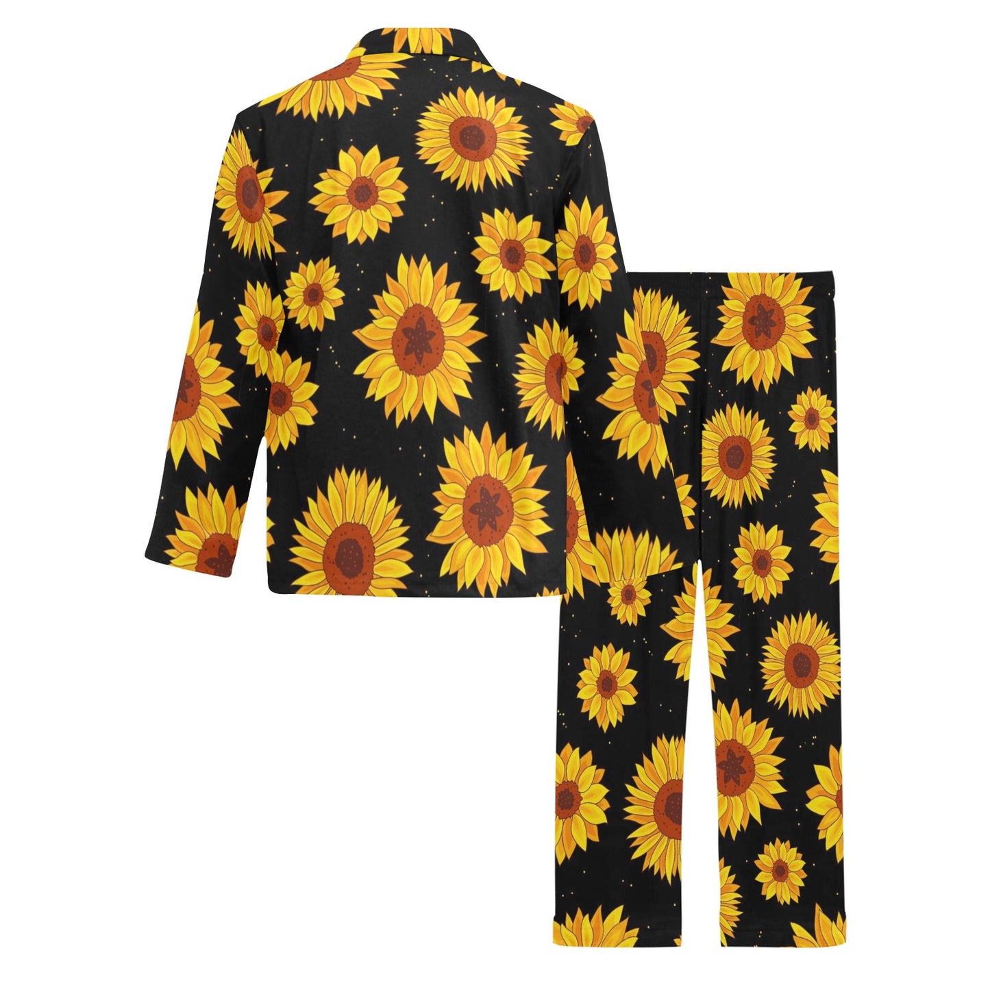 Sunflower Pattern Print Design SF09 Men's Long Pajama Set