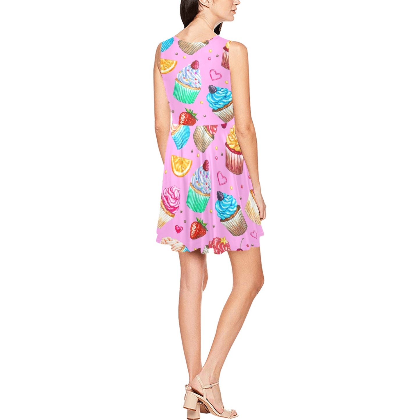 Cupcake Pattern Print Design CP05 Sleeveless Dress